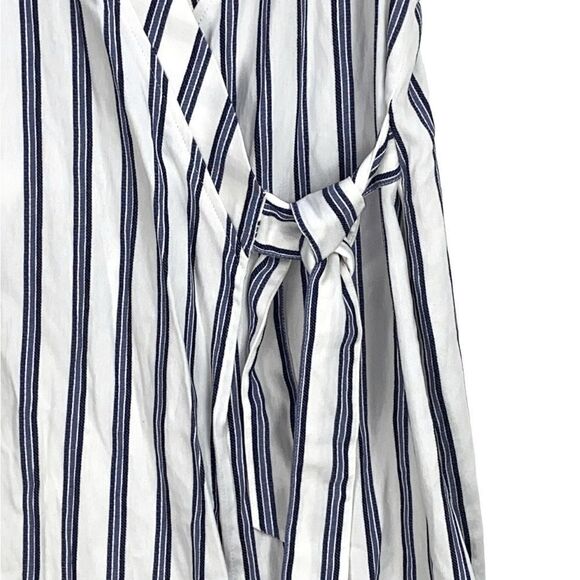 Free People Wm’s Sz XS Blue White Stripe Sleeveless Wrap Side Slit Dress - Picture 4 of 9